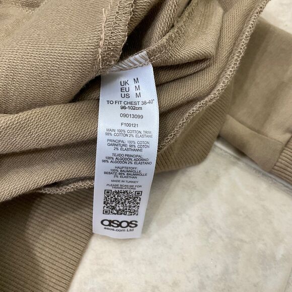 ASOS Long Full Zip Cotton Boyfriend Cardigan women’s M Tan V-Neck Pockets - Picture 10 of 11